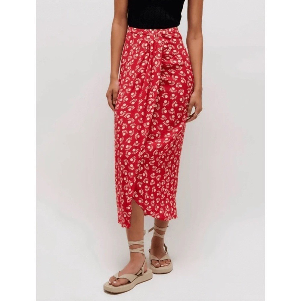 NWT Wild Pony Patterned Maxi Skirt Red Viscose L